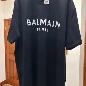 Men's Balmain logo, print cotton T-shirt, size large NWT